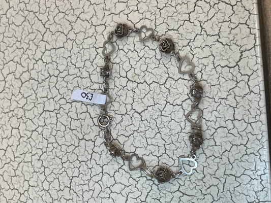 925 silver heart rose bracelet