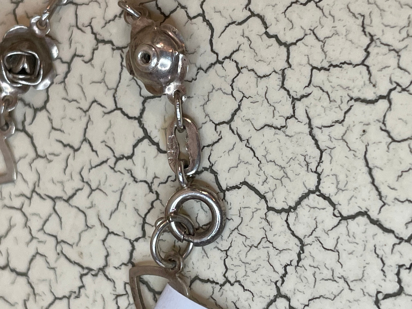 925 silver heart rose bracelet