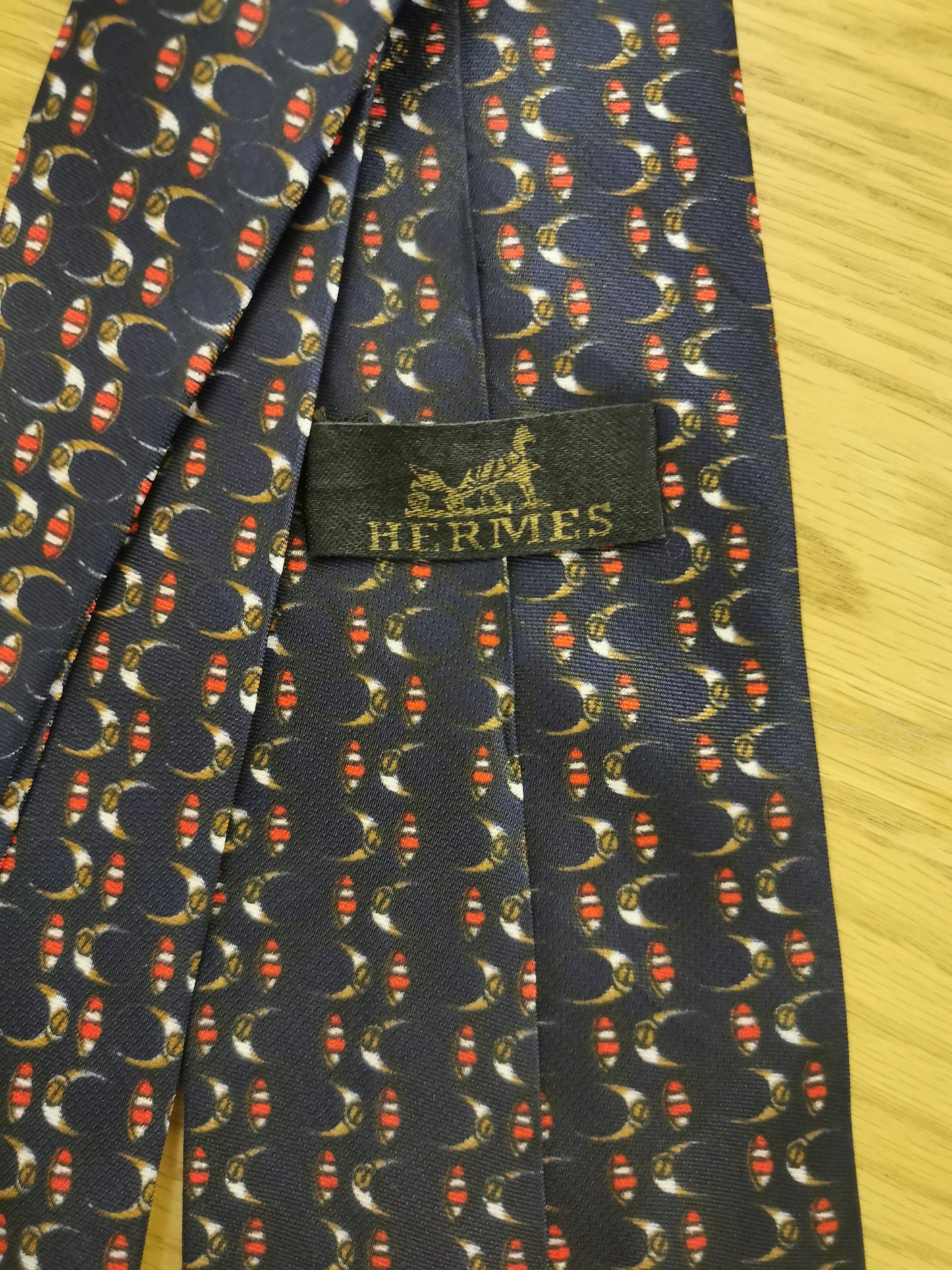 100% silk Hermes navy tie