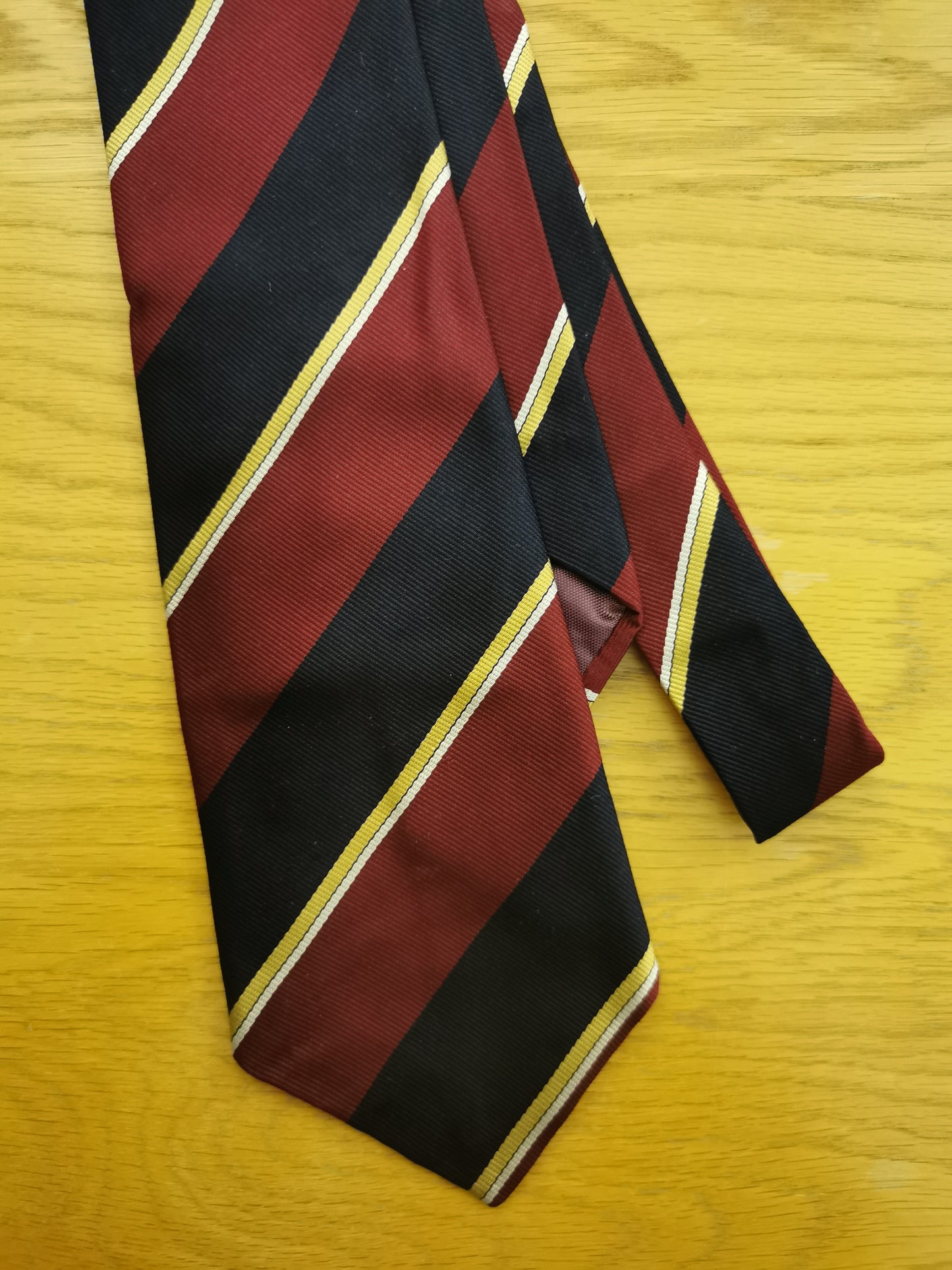 100% silk burgundy and navy striped tie