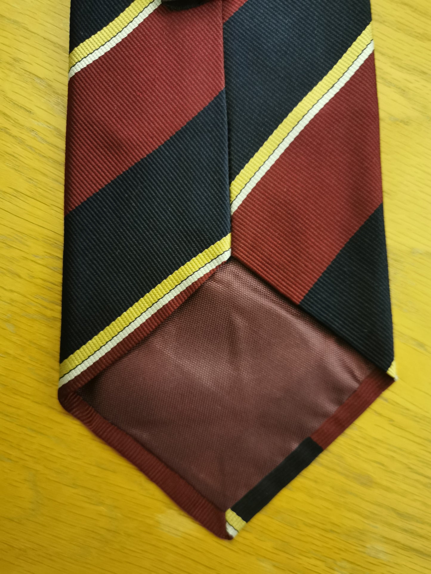 100% silk burgundy and navy striped tie